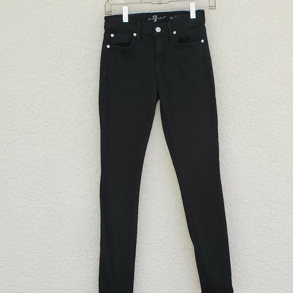 7 For All Mankind Woman's The Skinny Black Jeans Size 24